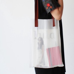 Tote Bag Polyester Lightweight Stripe Mesh Made in Japan