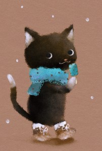 菜生ポストカード[冬のチョコミント]猫