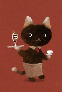 菜生ポストカード[ねこカフェの店員さん]猫