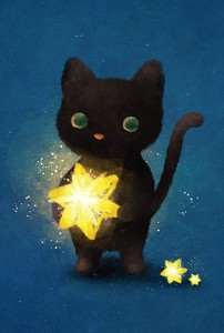 菜生ポストカード[星を持った猫]猫