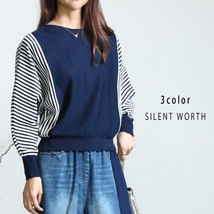 Button Shirt/Blouse Dolman Sleeve Color Palette Pullover Stripe (S) 2023 New