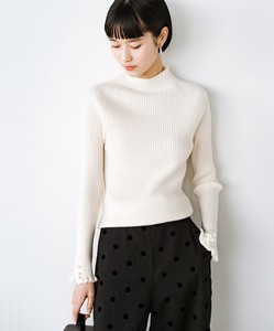 T-shirt Pullover Pearl Button High-Neck