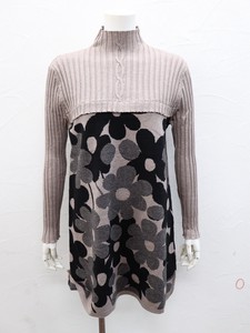 Sweater/Knitwear Tunic Floral Pattern Switching