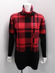 Sweater/Knitwear Plaid High-Neck