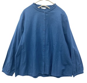 Button Shirt/Blouse Brushing Fabric Frilled Blouse Plain Color