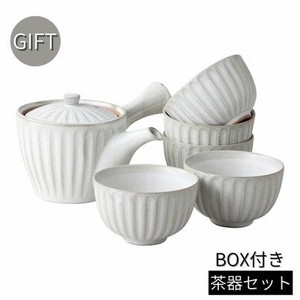 [ギフトセット]粉引削ぎ目急須茶器 美濃焼 日本製