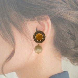 Clip-On Earrings Gold Post Pearl Earrings Cotton