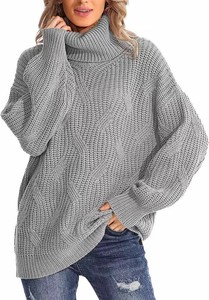 Sweater/Knitwear Plain Color Long Sleeves High-Neck Ladies Cut-and-sew Autumn/Winter