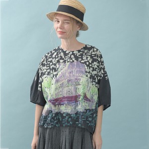 Button Shirt/Blouse Pullover Printed Cotton Short Length 2024 Spring/Summer