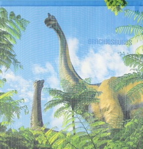 のれん リアル　恐竜　ブラキオサウルス　草食恐竜 ブルー 幅85×丈90
