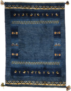 ペルシャンギャッベ イラン シラーズ産 ウール 手織 ラグ ザロニム(約100×150cmサイズ) ブルー系
