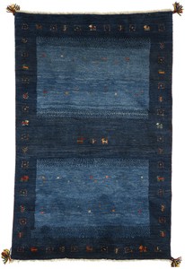 ペルシャンギャッベ イラン シラーズ産 ウール 手織 ラグ ザロニム(約100×150cmサイズ) ブルー系