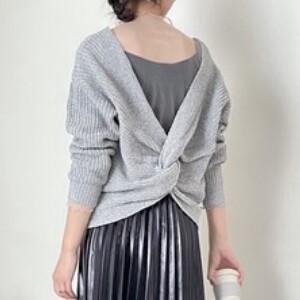 Sweater/Knitwear Pullover Knitted Ribbed Cross Back V-Neck