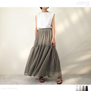 Skirt Square Mesh Flare Skirt 【2024NEW】