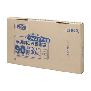 箱入ゴミ袋 ジャパックス TBN90 容量表示入 BOXタイプ 90L 白半透明 100枚
