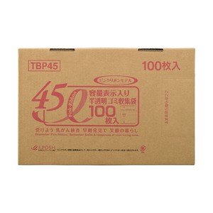 箱入ゴミ袋 ジャパックス TBP45 ピンクリボン BOXタイプ 45L 白半透明 100枚