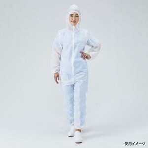 ディスポ白衣 メディテックジャパン フード付きジャンプスーツ ホワイト L