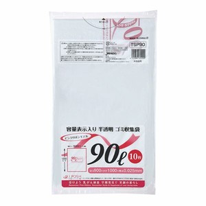 HDゴミ袋 ジャパックス TSP90 ピンクリボン 容量表示入 90L 10枚