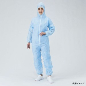 ディスポ白衣 メディテックジャパン フード付きジャンプスーツ ブルー M