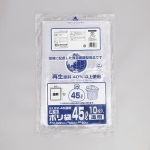 LDゴミ袋 福助工業 再生ポリ袋 EL22-45 透明 10枚入