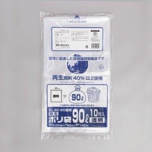 LDゴミ袋 福助工業 再生ポリ袋 EL30-90 透明 10枚入