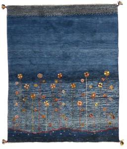 ペルシャンギャッベ イラン シラーズ産 ウール 手織 ラグ ドザール(約150×200cmサイズ) ブルー系