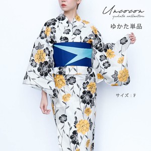 Kimono/Yukata single item Floral Pattern Stripe Ladies