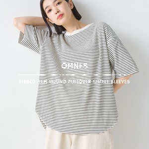 T-shirt Pullover Round-hem Rib Short-Sleeve 2024 Spring/Summer