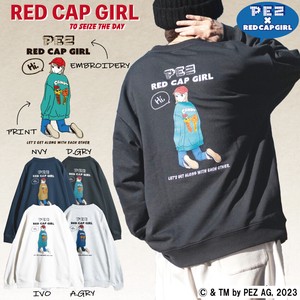 【24SS新作】PEZ × RED CAP GIRL 裏毛 バック刺繍&プリント クルーネック