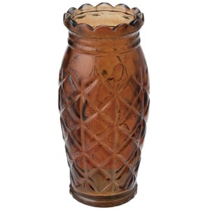 【 即納 】 ガラスカッティングボトル ブラウン 茶色 花瓶 鉢 プランター RFB-375