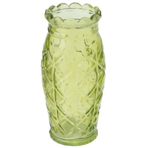 【 即納 】 ガラスカッティングボトル グリーン 緑色 花瓶 鉢 プランター RFB-373
