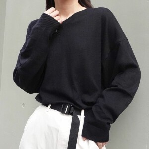 Sweater/Knitwear Pullover Knitted V-Neck Tops Spring Autumn/Winter