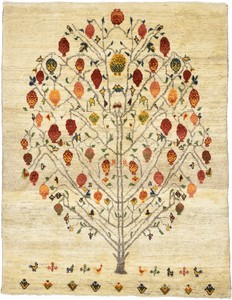 ペルシャンギャッベ イラン シラーズ産 ウール 手織 ラグ ザクロ柄 ドザール (約150×200cmサイズ)