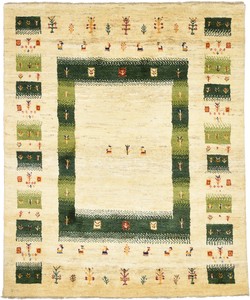ペルシャンギャッベ イラン シラーズ産 ウール 手織 ラグ ベージュ系 ドザール (約150×200cmサイズ)