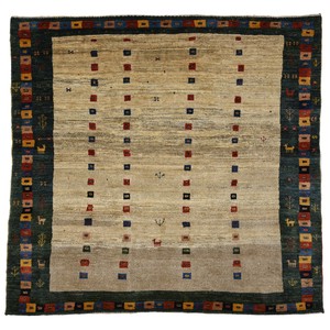 ペルシャンギャッベ ゾランヴァリ イラン シラーズ産 ウール 手織 ラグ 約200×200cm