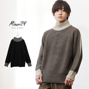 Sweater/Knitwear Knitted Bicolor High-Neck Bulky