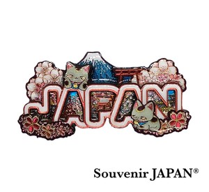 【木製ホイルマグネット】招き猫 JAPAN  エポキシ樹脂コーティング【お土産・インバウンド向け商品】