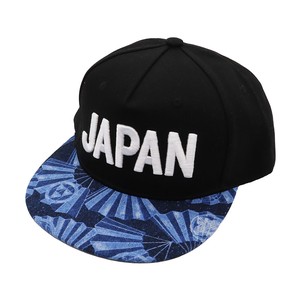 文字刺繍フラットキャップ　JAPAN　H23-TSF01　【帽子】【和柄】【日本】【扇子】