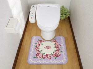 ローズ柄　トイレマット　サークルローズ(ラベンダー)JA431