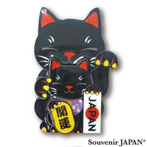 【木製マグネット】招き猫（黒）