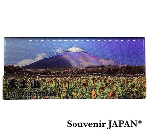 【木製ホイルマグネット】富士山とひまわり  エポキシ樹脂コーティング【お土産・インバウンド向け商品】