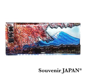 【木製ホイルマグネット】富士山(紅葉)  エポキシ樹脂コーティング【お土産・インバウンド向け商品】