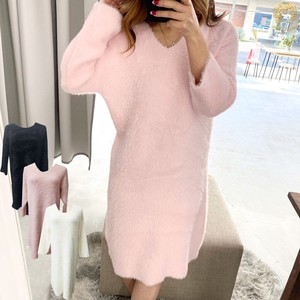 Sweater/Knitwear Knitted Shaggy Tops Knit Dress One-piece Dress