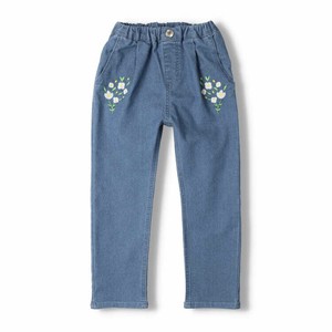 Kids' Full-Length Pant Stretch Flowers Embroidered Denim Pants