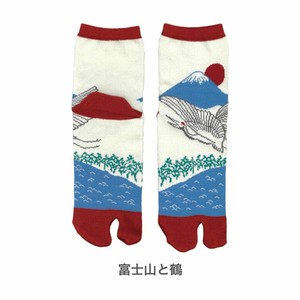 【日本製】和柄 足袋靴下 Tabi socks タビ ソックス【富士山と鶴】