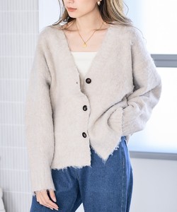 Cardigan Knitted Shaggy Tops Cardigan Sweater Alpaca Touch Ladies