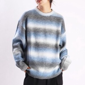 Sweater/Knitwear Oversized Knitted Gradation Border