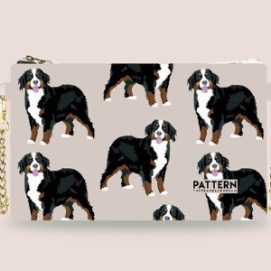 【イタリア製】バーニーズ　犬柄　クラッチ　ショルダー付　ストラップ付　ポップ　かわいい　iPad収納