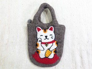 【人気商品】フェルト・招き猫 手提げバッグ