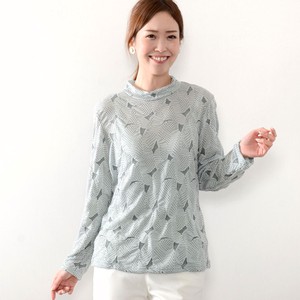 T-shirt Jacquard High-Neck Shirring Cut-and-sew Made in Japan
